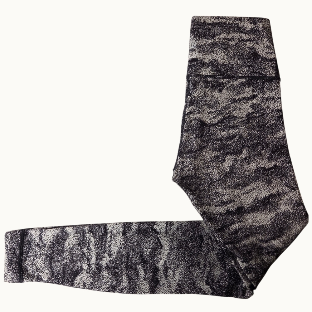Lululemon High-Rise Wunder Under Leggings | Black & Grey Print Size 4